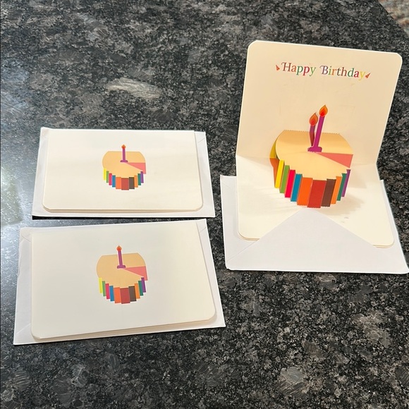 3 Colorful Birthday Pop-Up Cards Set of 3 Pop Up Candle & Cake Card NWT - Picture 1 of 7